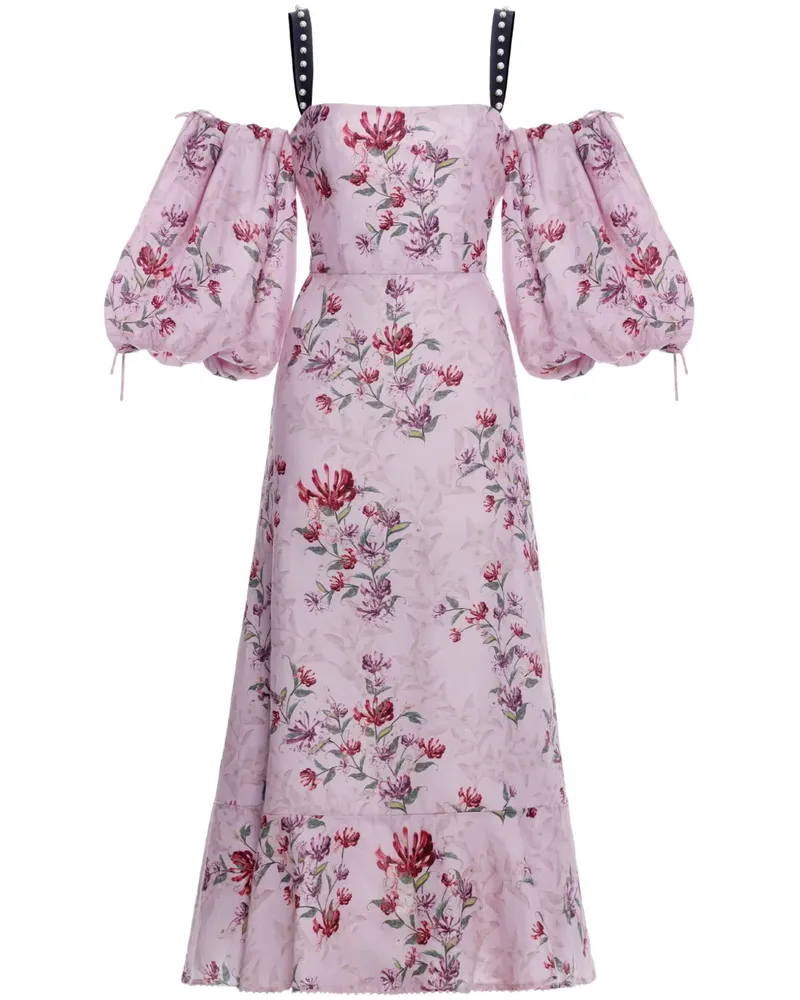 AGUA BENDITA Mercedes Wisteria Midikleid - Rosa Rosa