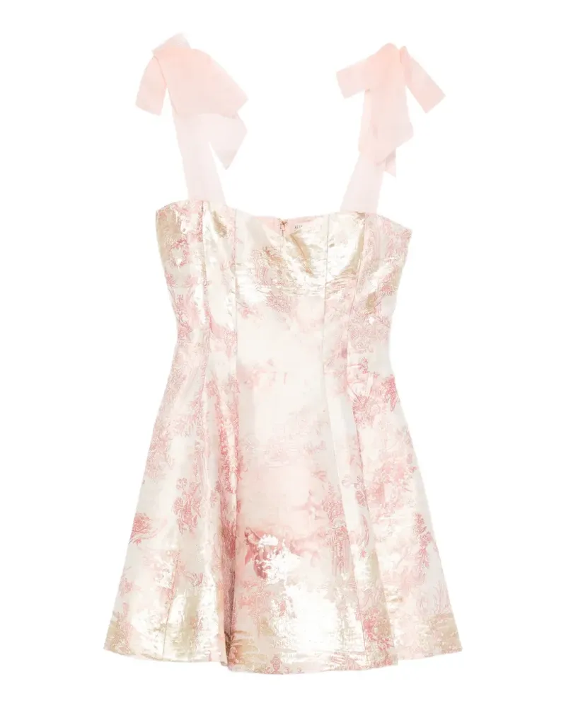Alice + Olivia Summer Bow Minikleid mit Blumen - Nude Nude