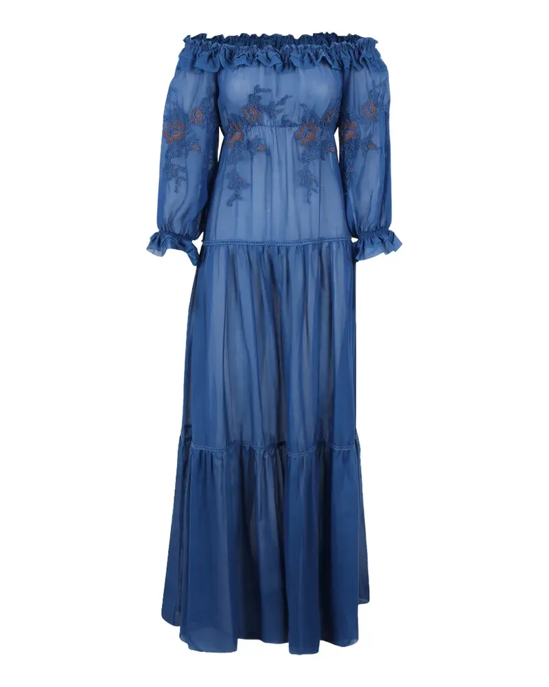 Ermanno Scervino embroidered ruffled dress - Blau Blau