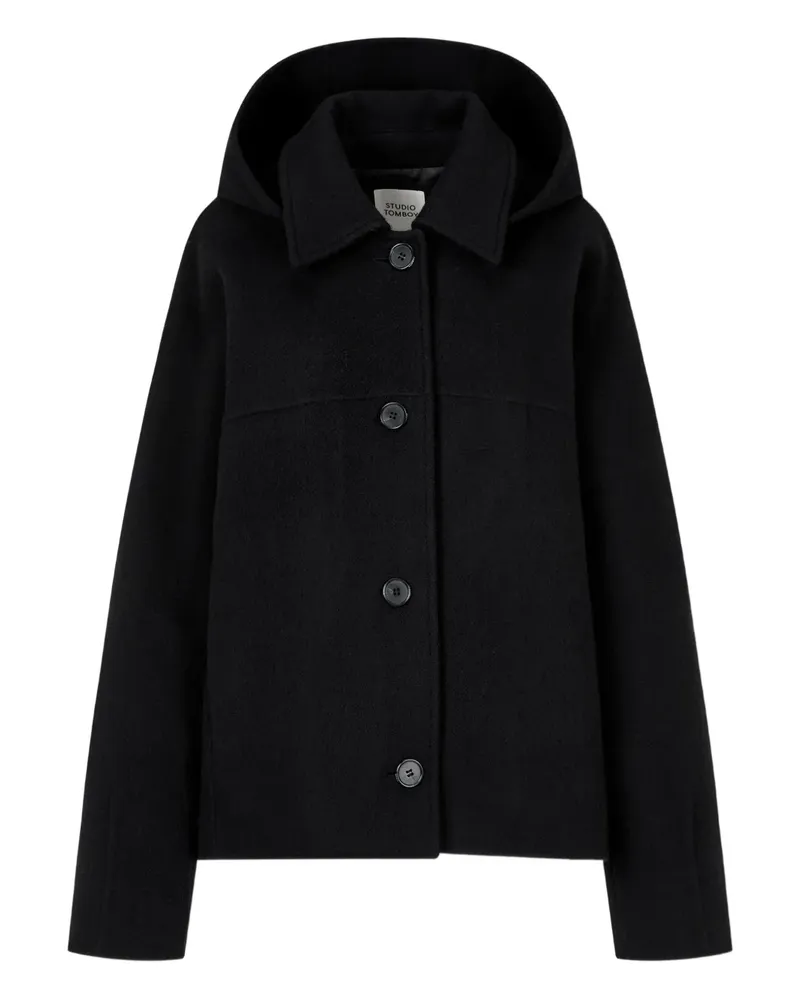 STUDIO TOMBOY hooded button jacket - Schwarz Schwarz