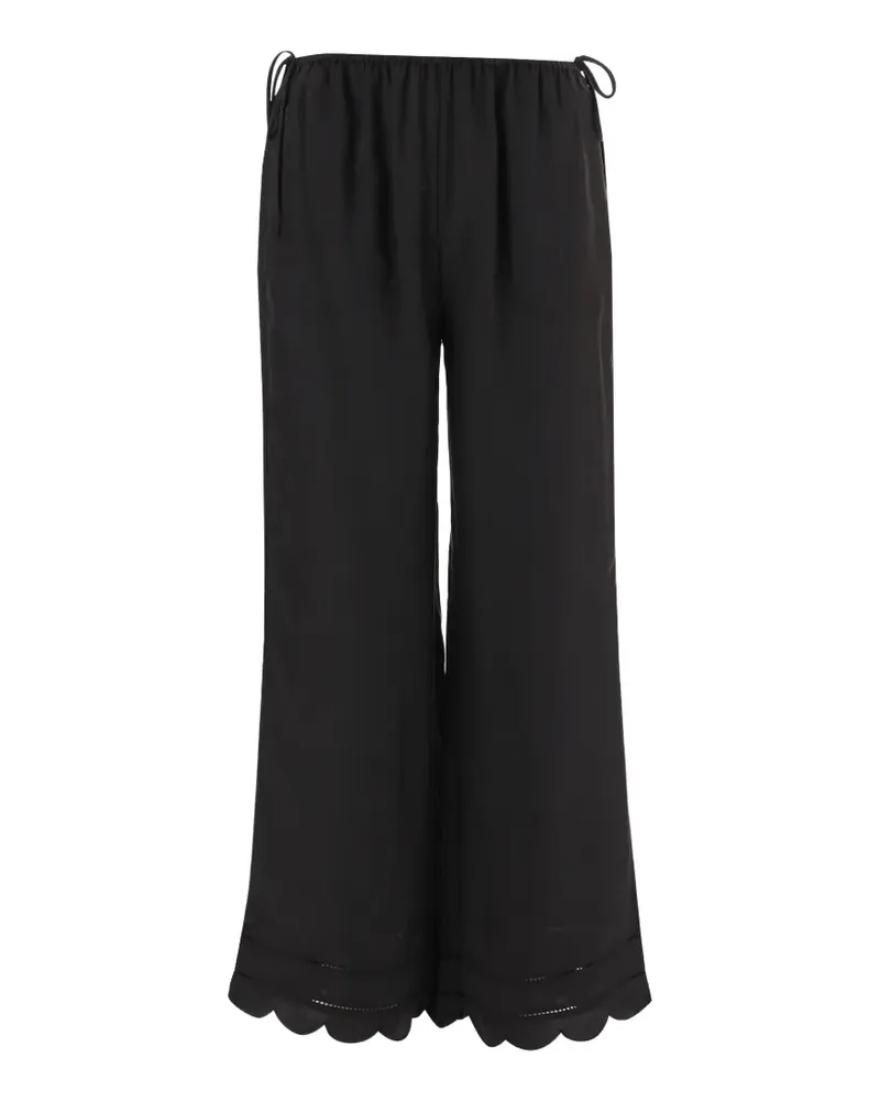 The Garment scalloped-hem silk trousers - Schwarz Schwarz
