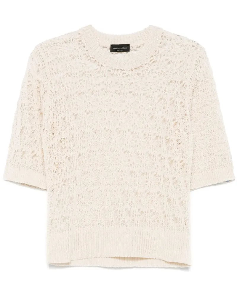 Roberto Collina T-Shirt in Lochstrick - Nude Nude