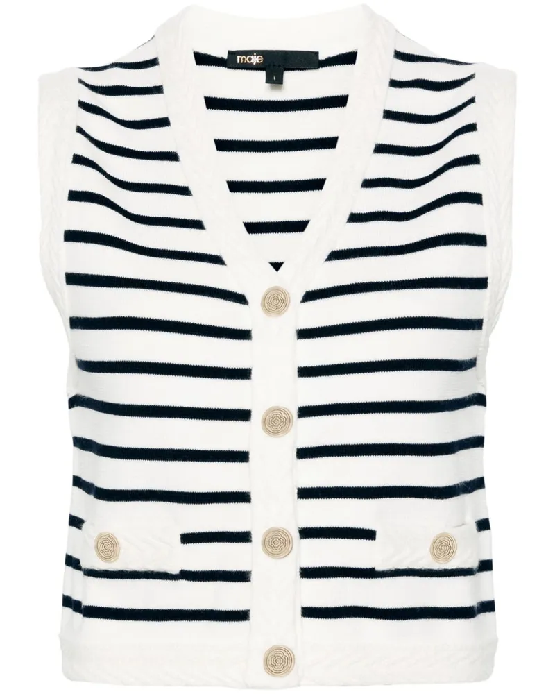 Maje Ärmelloser Cardigan mit Streifen - Weiß Weiß