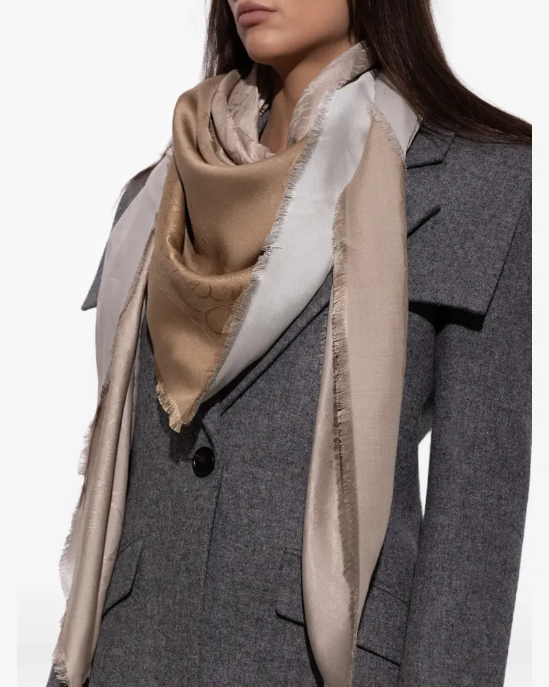 Ferragamo Jacquard-Schal mit Fransen - Nude Nude
