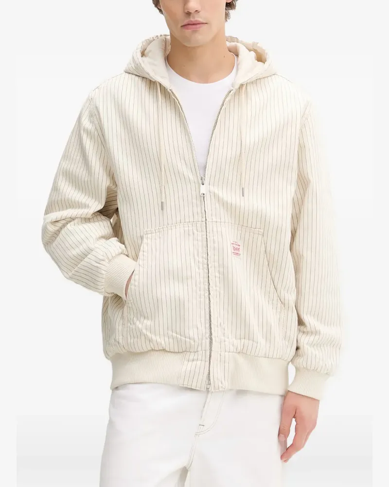 Levi's Gestreifte Potrero Kapuzenjacke mit Kordelzug - Weiß Weiß