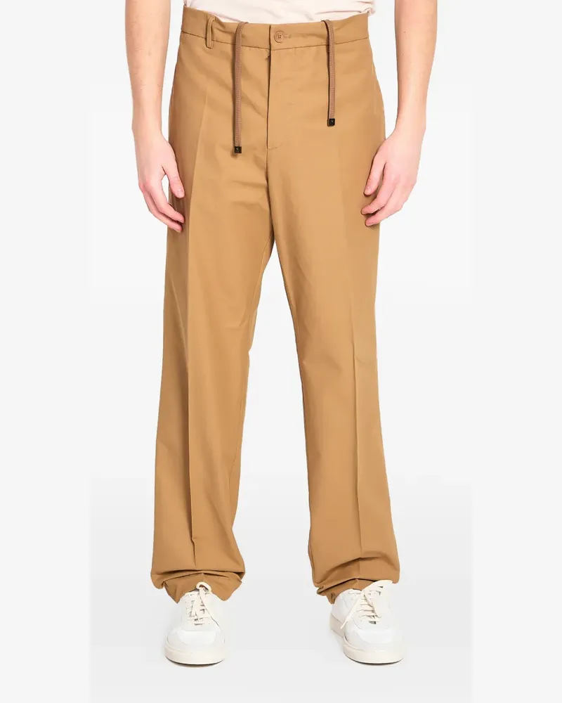 Moncler drawstring leather logo patch trousers - Nude Nude