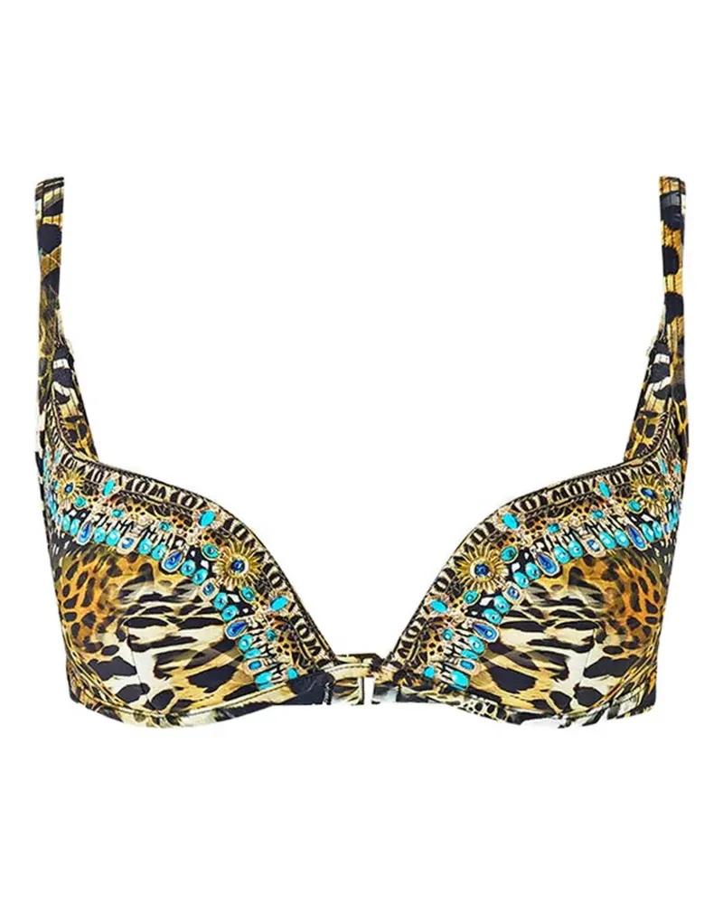 Camilla Feline Folklore crystal-embellished bikini top - Braun Braun