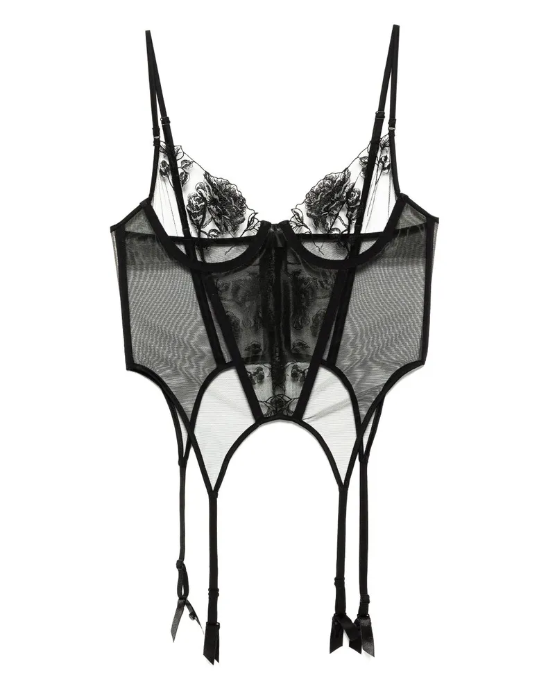 Kiki De Montparnasse Dominique Bustier mit Strumpfhalter - Schwarz Schwarz