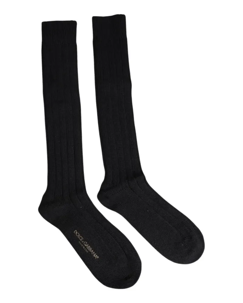 Dolce & Gabbana Gerippte Socken - Schwarz Schwarz