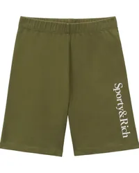 SPORTY & RICH Shorts mit Logo-Print Grün