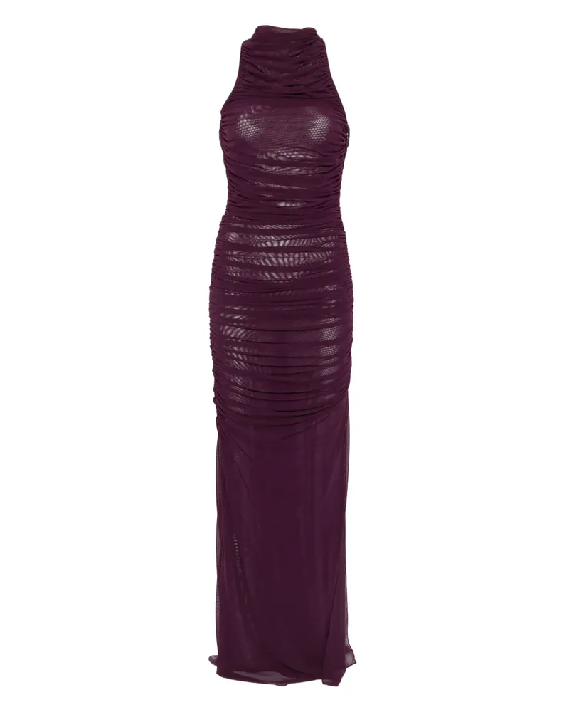 Amen Neckholder-Maxikleid aus Mesh - Violett Violett