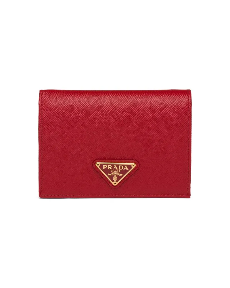 Prada Portemonnaie mit Logo-Schild - Rot Rot