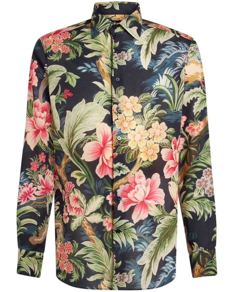 Etro Hemd mit Blumen-Print - Blau Blau