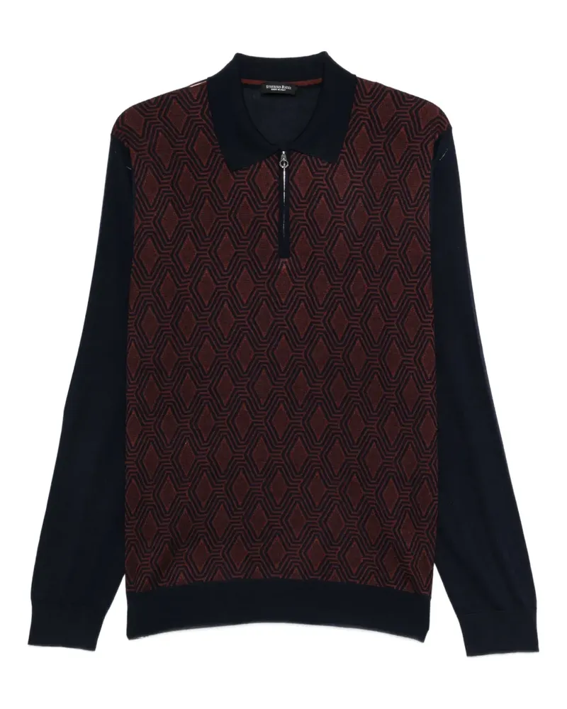 Stefano Ricci Geometrisch gemustertes Poloshirt - Blau Blau