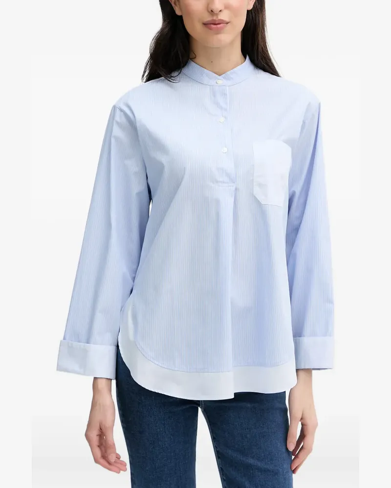 Mos Mosh MMBronwyn striped band-collar shirt - Blau Blau