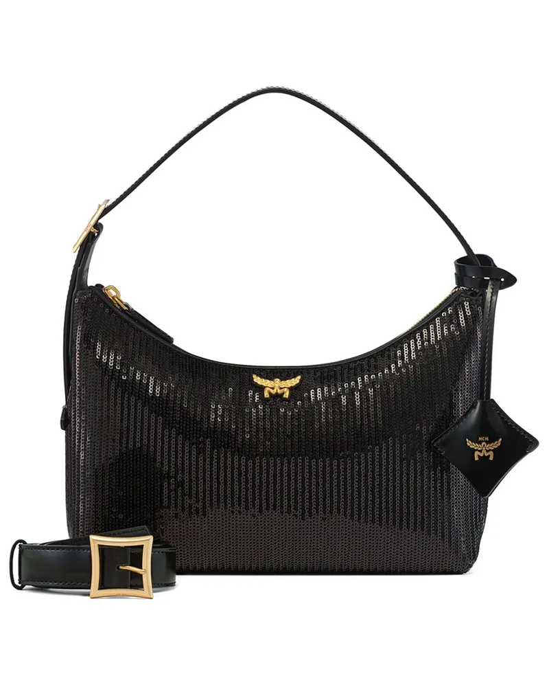 MCM Kleine Aren Schultertasche - Schwarz Schwarz