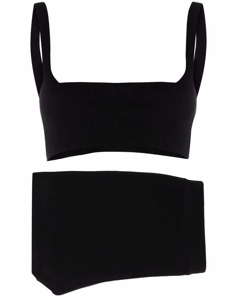 RED Valentino Set aus gestricktem Cropped-Top und Shorts - Schwarz Schwarz