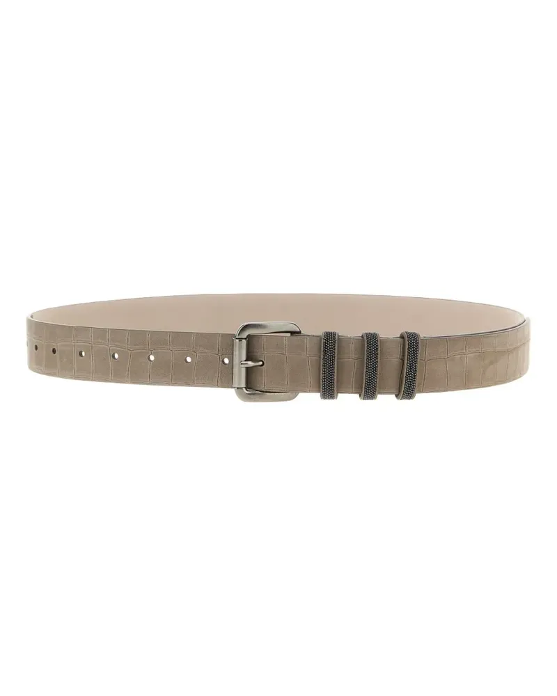 Brunello Cucinelli Gürtel in Kroko-Optik mit Metallschnalle - Grau Grau