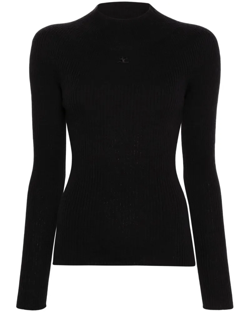Courrèges Gerippter Solar Pullover - Schwarz Schwarz