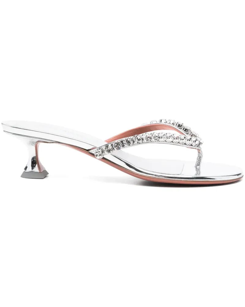 Amina Muaddi Mules mit Kristallen 45mm - Silber Silber
