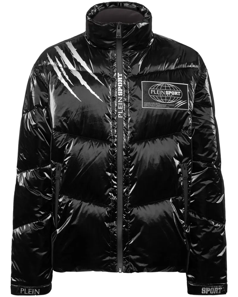 Philipp Plein Steppjacke mit Knitteroptik - Schwarz Schwarz