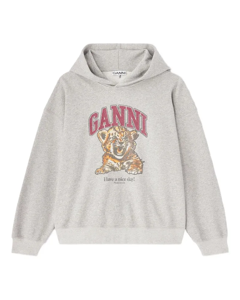 Ganni Hoodie mit grafischem Print - Grau Grau