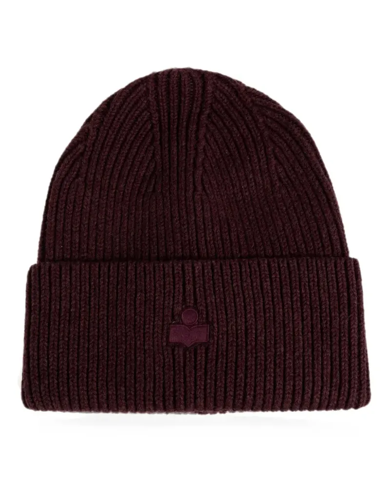 Isabel Marant logo-embroidered ribbed-knit beanie hat - Violett Violett