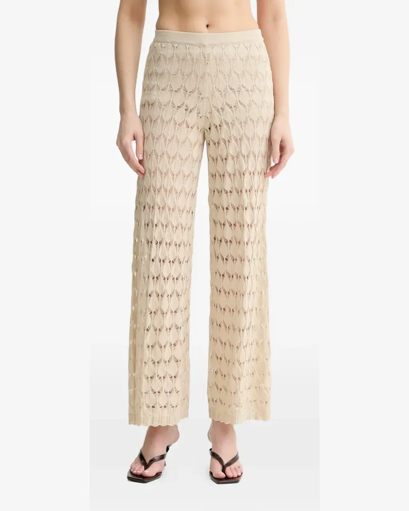 Twin-Set open-knit wide-leg trousers - Nude Nude