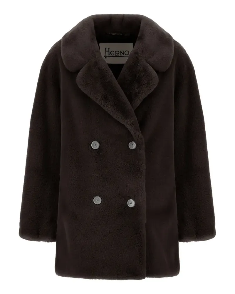 Herno Doppelreihige Cabanjacke aus Faux Fur - Braun Braun
