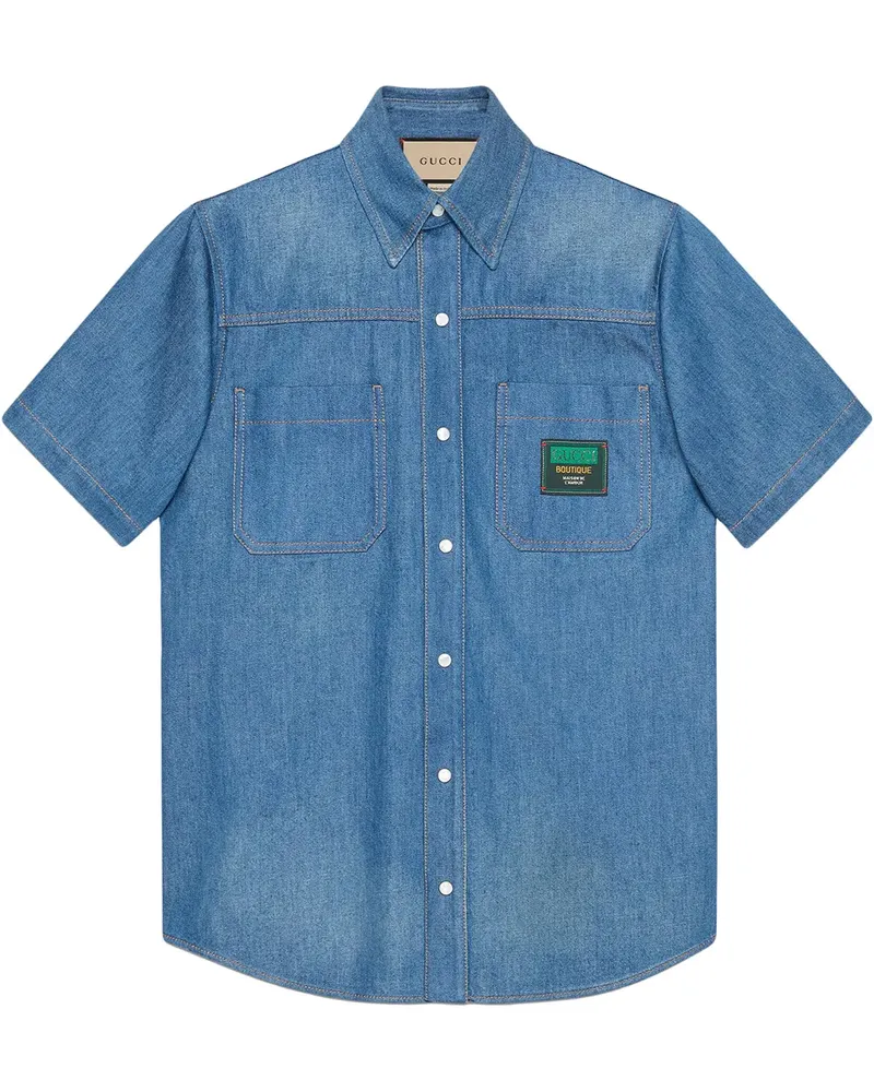 Gucci Hemd mit Logo-Patch - Blau Blau