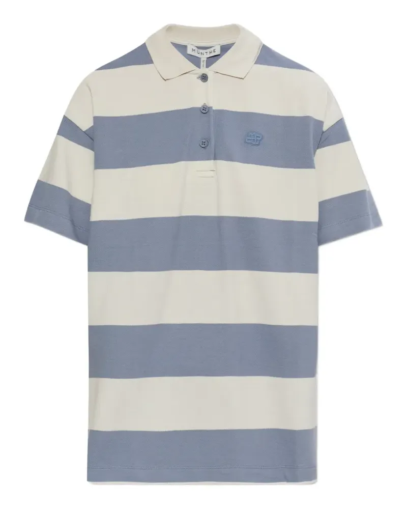MUNTHE striped embroidered polo top - Blau Blau