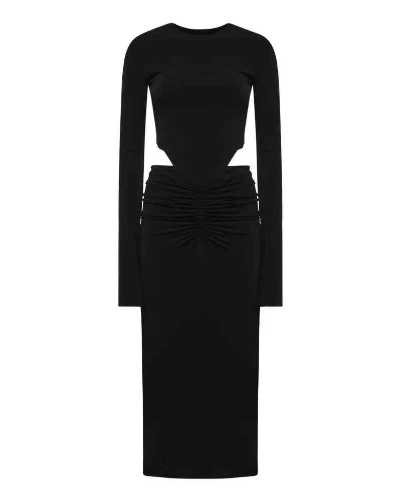 ANDAMANE Heloise cut-out ruched midi dress - Schwarz Schwarz