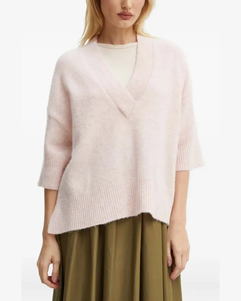 Day Birger et Mikkelsen Gerippter Selda Pullover mit V-Ausschnitt - Rosa Rosa