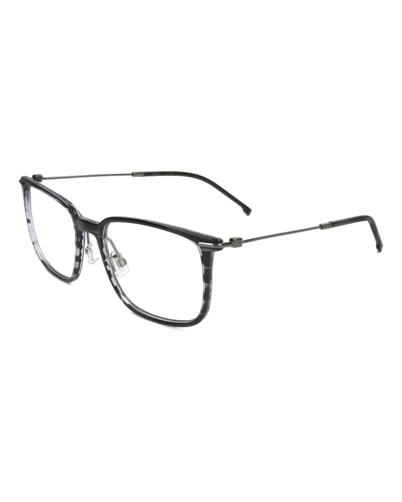 HUGO BOSS Gestreifte Brille mit eckigem Gestell - Grau Grau