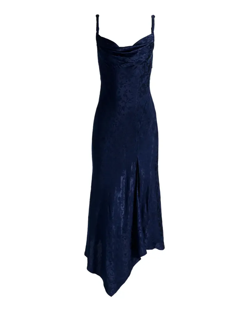 Alice + Olivia Monique Midikleid mit Wasserfallkragen - Blau Blau