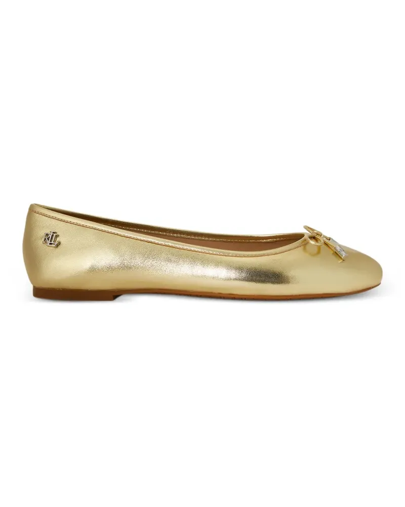 Ralph Lauren Jayna bow-detail ballet flats - Gold Gold