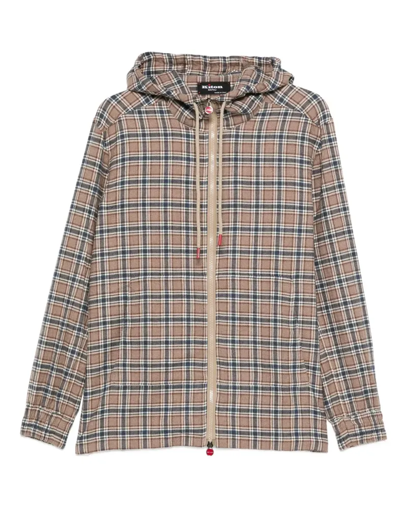 Kiton check-pattern hoodie - Braun Braun