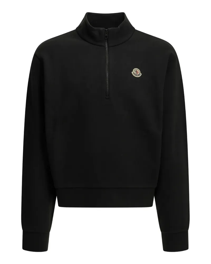 Moncler logo-patch quarter-zip sweatshirt - Schwarz Schwarz