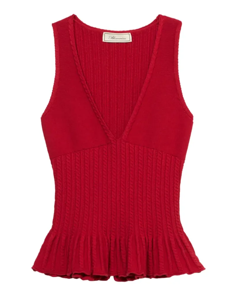 Blumarine Schößchen-Oberteil mit Zopfmuster - Rot Rot
