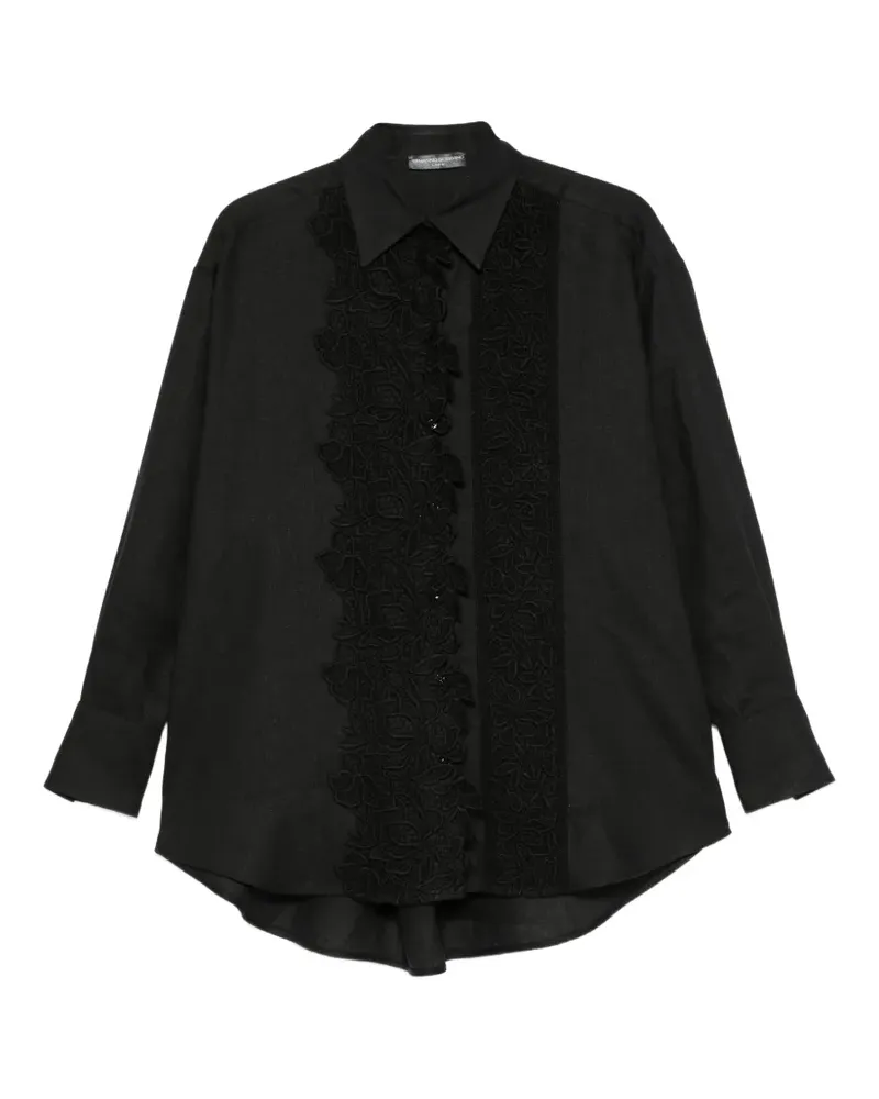Ermanno Scervino lace-embroidery linen shirt - Schwarz Schwarz