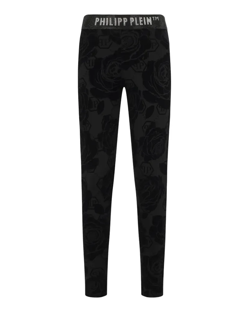 Philipp Plein Flock Flower Monogram Leggings - Schwarz Schwarz