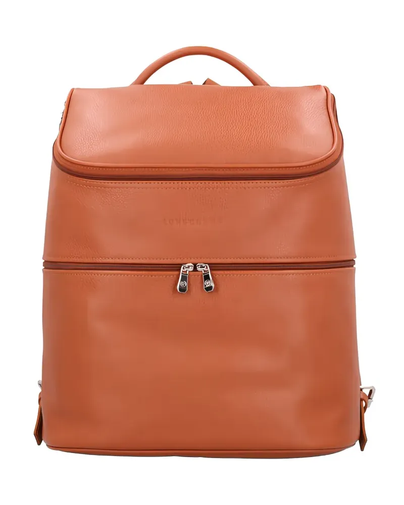Longchamp Le Foulonné grained-leather backpack - Braun Braun