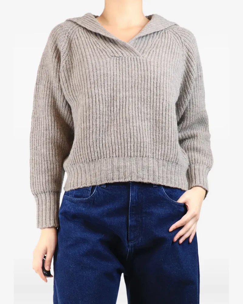 Margaret Howell ribbed-knit sailor-collar sweater - Nude Nude