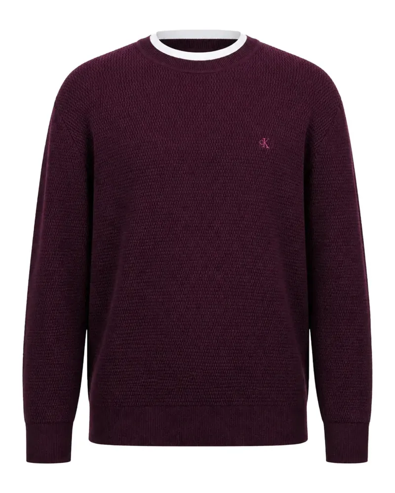 Calvin Klein Pullover mit Waffelstrick-Muster - Rot Rot