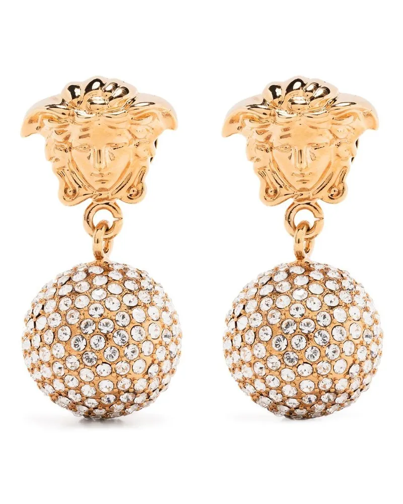 Versace Medusa crystal-embellished earrings Gold