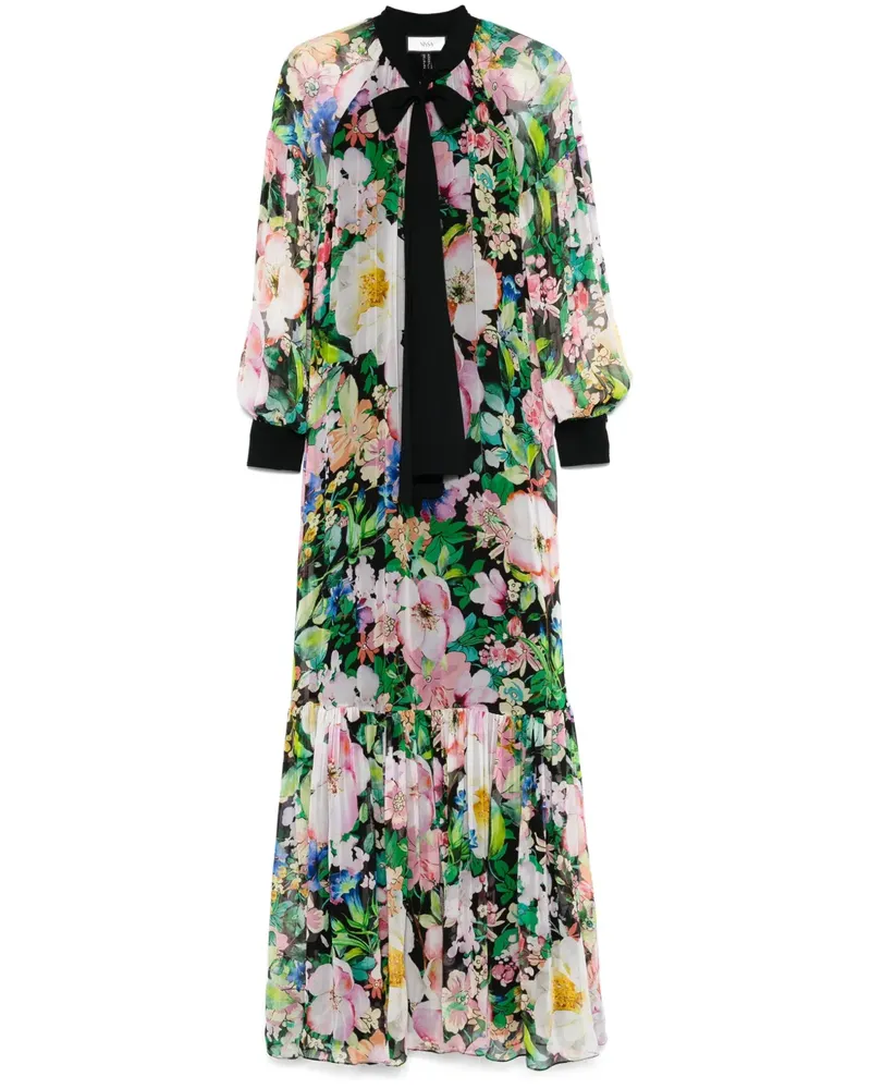 NISSA Maxikleid aus Seide mit Blumen-Print - Rosa Rosa