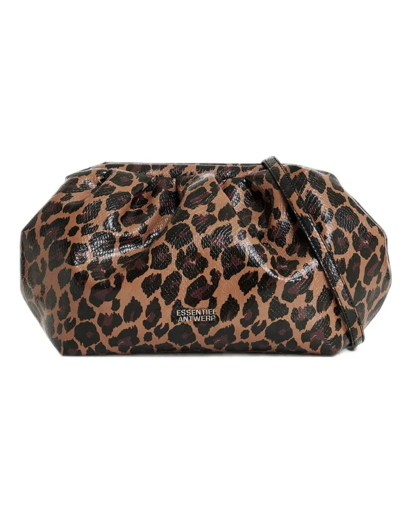 Essentiel Kennie Clutch mit Leopardenprint - Braun Braun