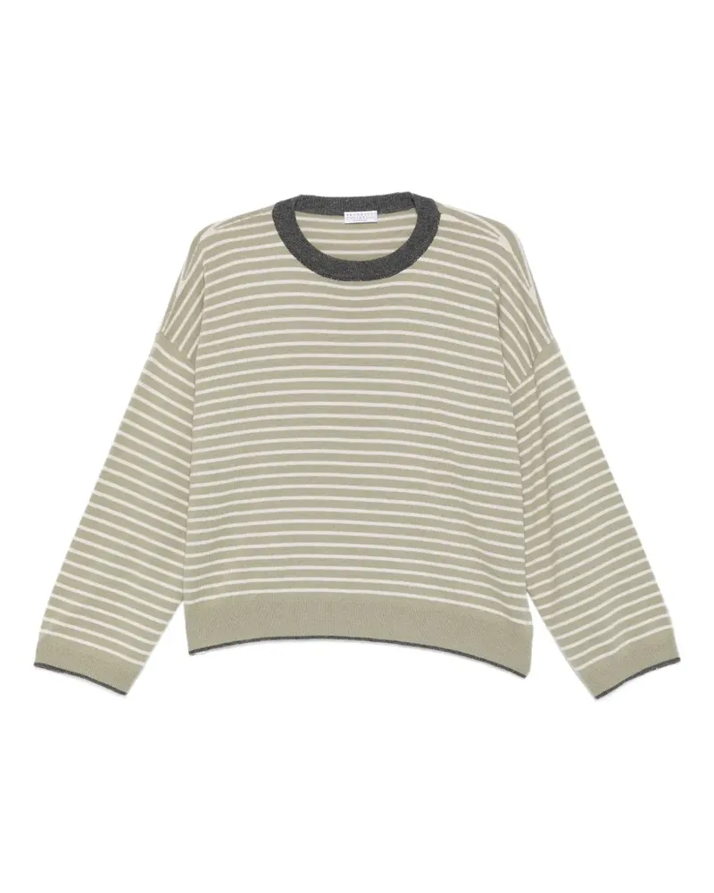Brunello Cucinelli Gestreifter Pullover - Grün Grün