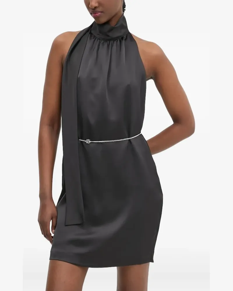 HUGO BOSS Stehkragen-Minikleid mit Kettengürtel - Schwarz Schwarz