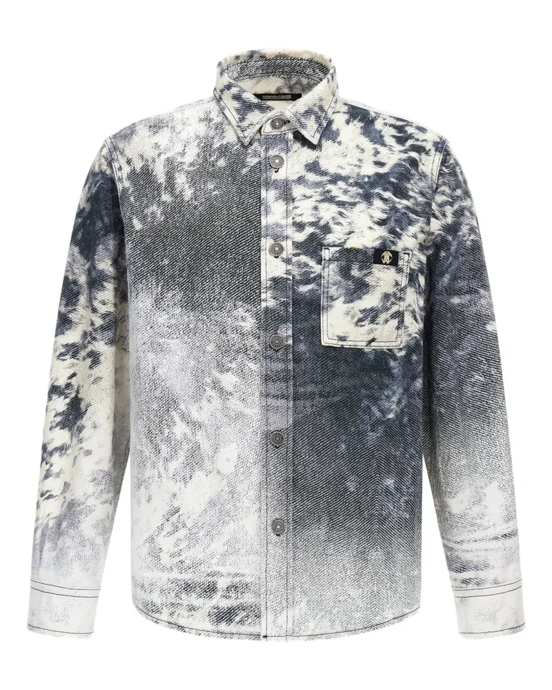 Roberto Cavalli Jeansjacke mit Batikmuster - Weiß Weiß